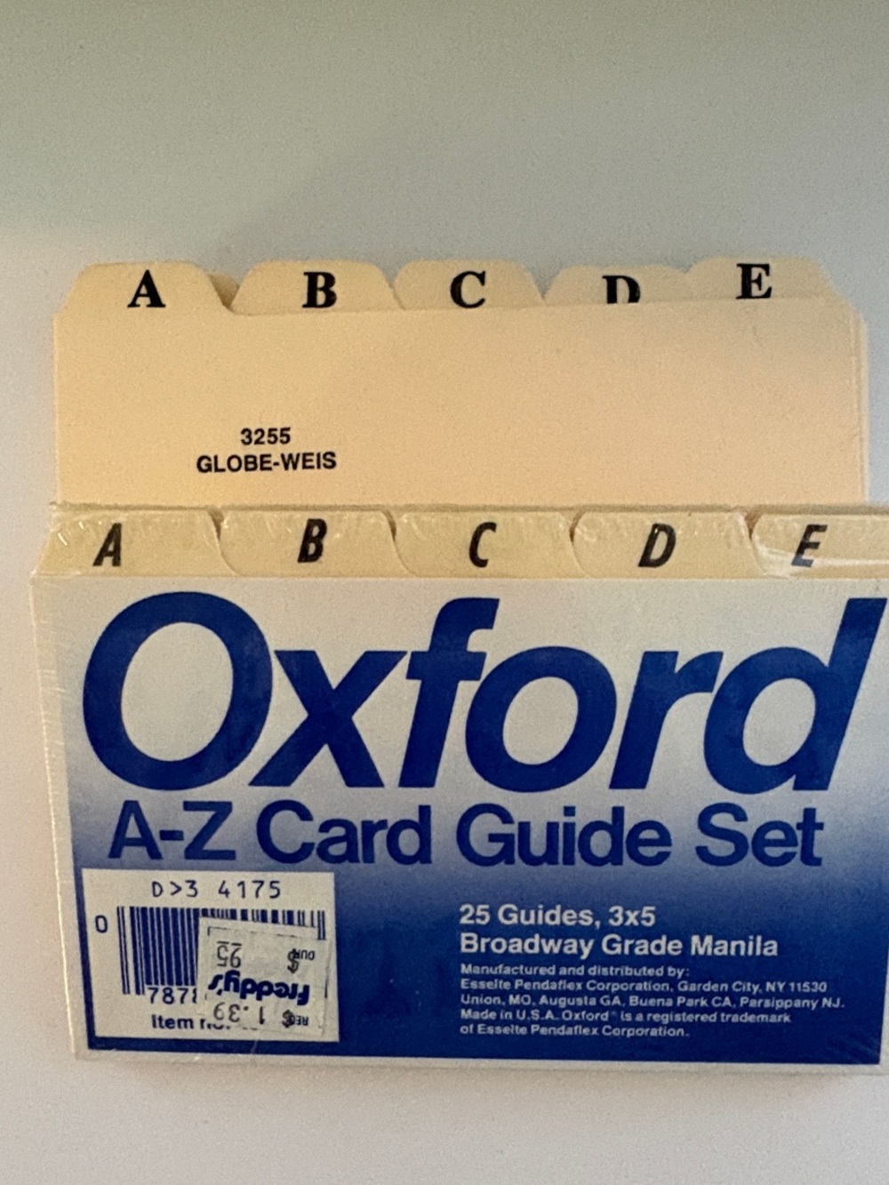Vintage Oxford & Globe-Weis 3x5 A-Z Index Card Guide Sets NOS